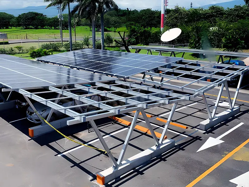 মার্কিন যুক্তরাষ্ট্রে 80KW সমস্ত অ্যালুমিনিয়াম কারপোর্ট সোলার প্যানেল সিস্টেম